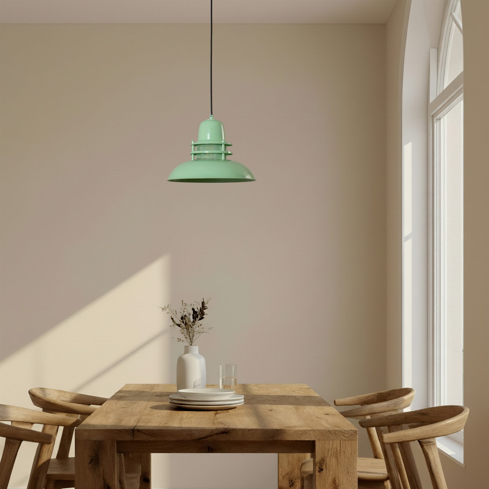 Lampa wisząca Lorenz, miętowa zieleń, Ø 34 cm, metal, E27