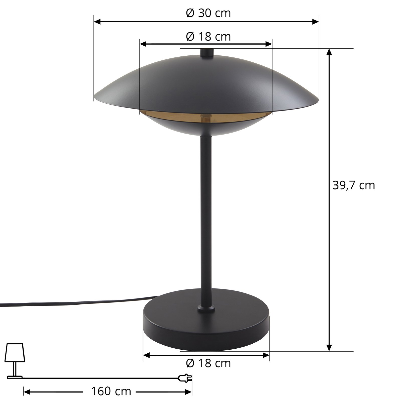 Lindby hanglamp Tiama, metaal, zwart/goud, Ø 30 cm