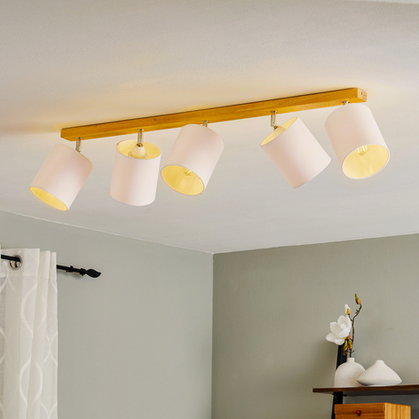 Foco de techo Corralee, blanco, lineal 5 luces