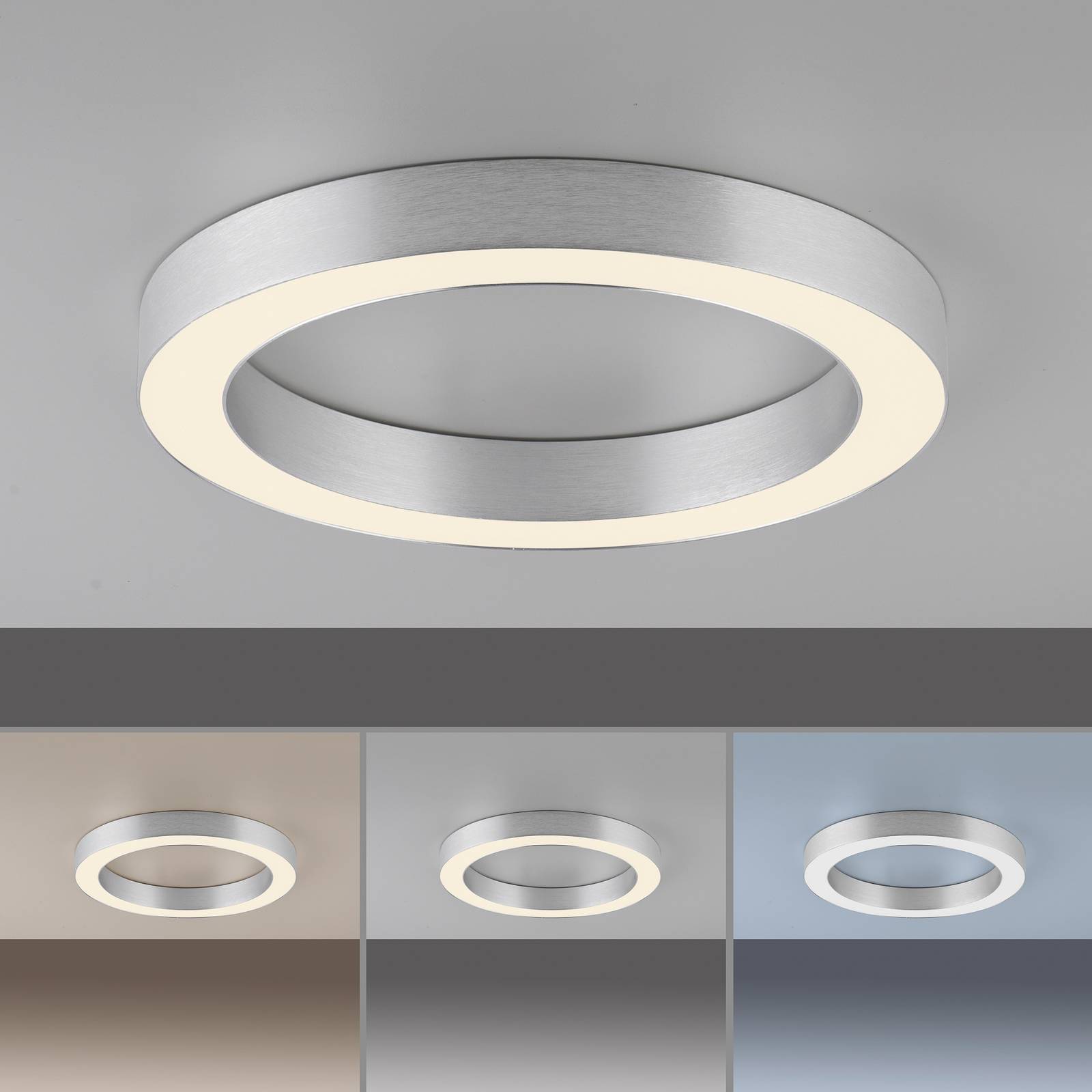 Lampa sufitowa LED PURE Lines, Ø 35 cm, kolor srebrny, CCT