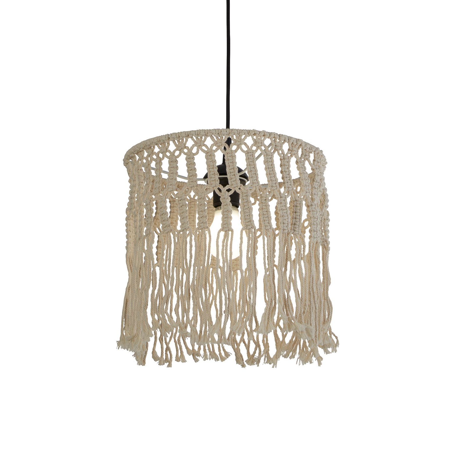 Bahama pendant light, white, rope, Ø 31.5 cm, E27