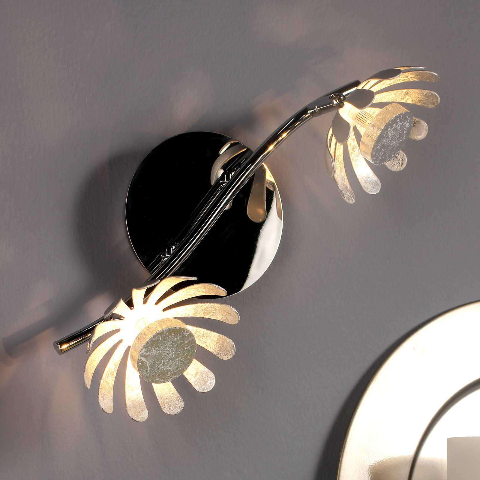 Eco-Light Bloom LED ceiling light, two-bulb silver, for Living / Dining Room, metal, 5 W, energy efficiency: A+, L: 30 cm