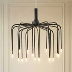 Candeeiro suspenso LED Lucande Ariadne, Ø57 cm, preto mate, 20 lâmpadas