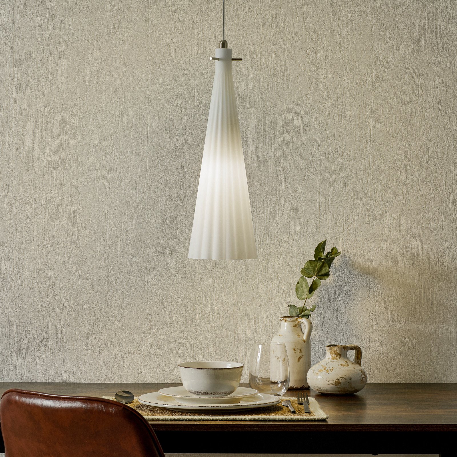 Selène Lampă pendul Costa Rica din sticlă alb - Camera de zi / sufragerie - design