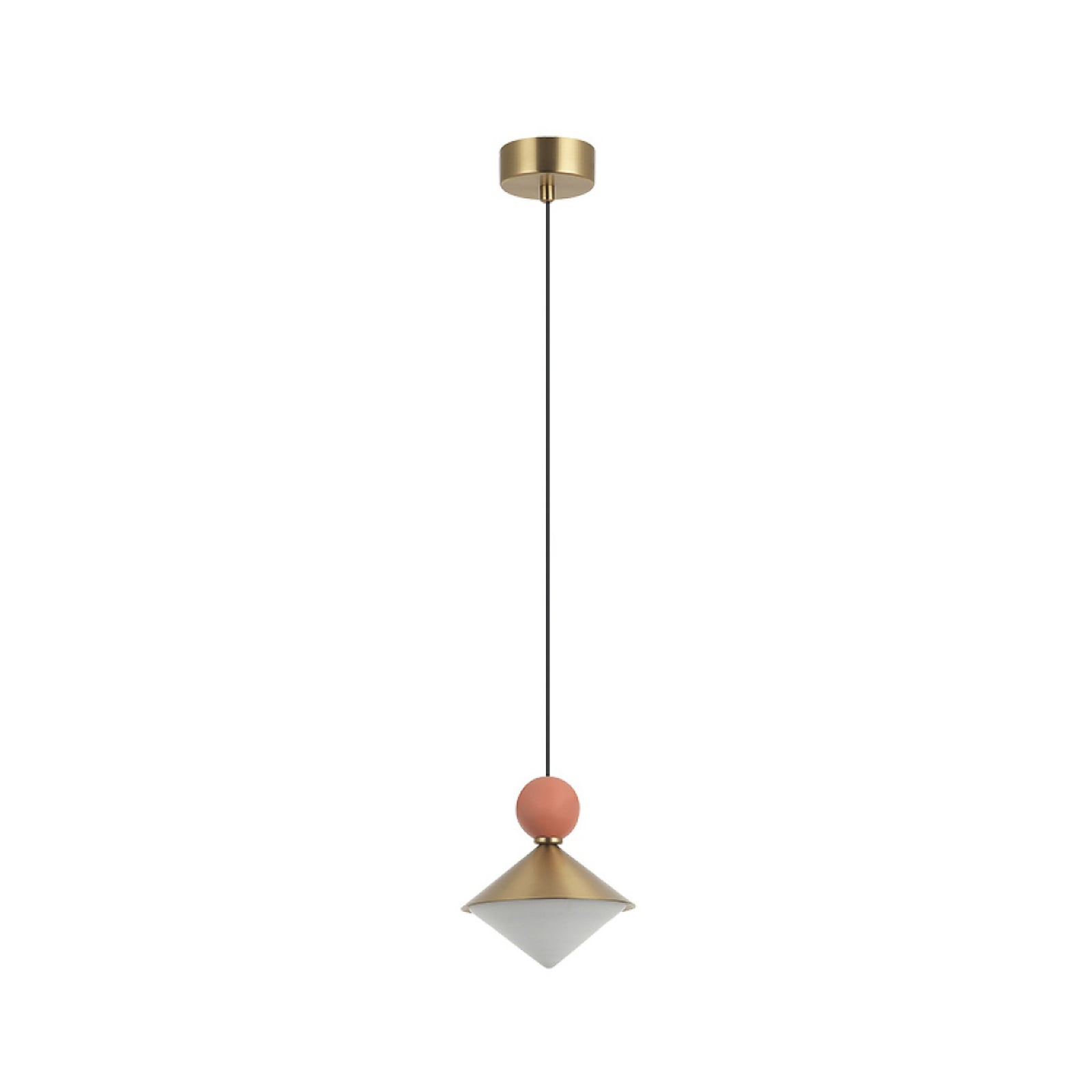 LED-Hängelampe 25100, messing/rot Ø14 cm Metall/Glas/Keramik