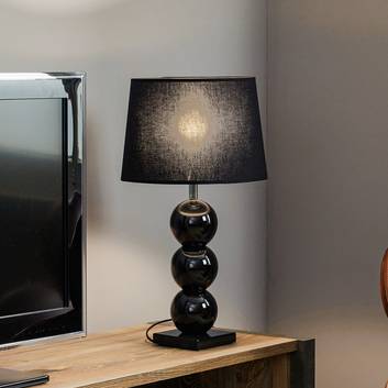 Textilbordslampa Fulda, glasdekor, svart