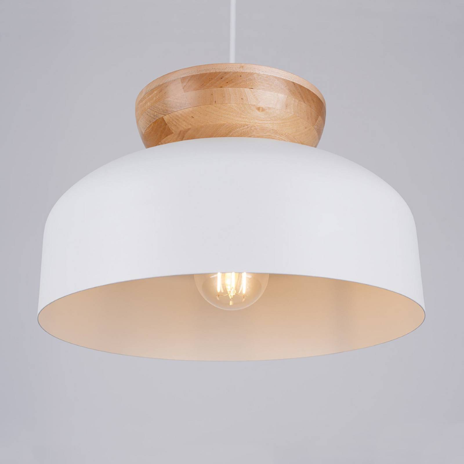 Lampa wisząca Marion, Ø 29,5 cm, drewno, stal