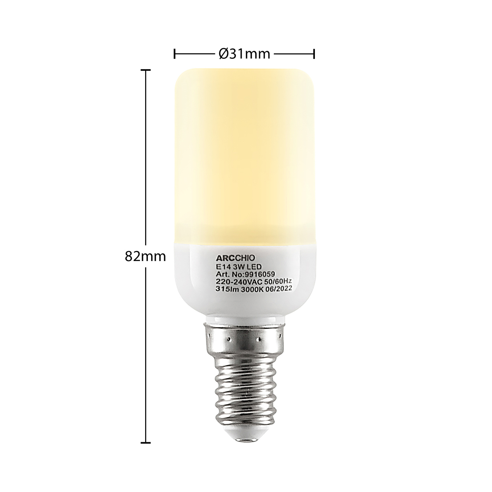 Arcchio LED buislamp E14 3W 3.000K 4 per set