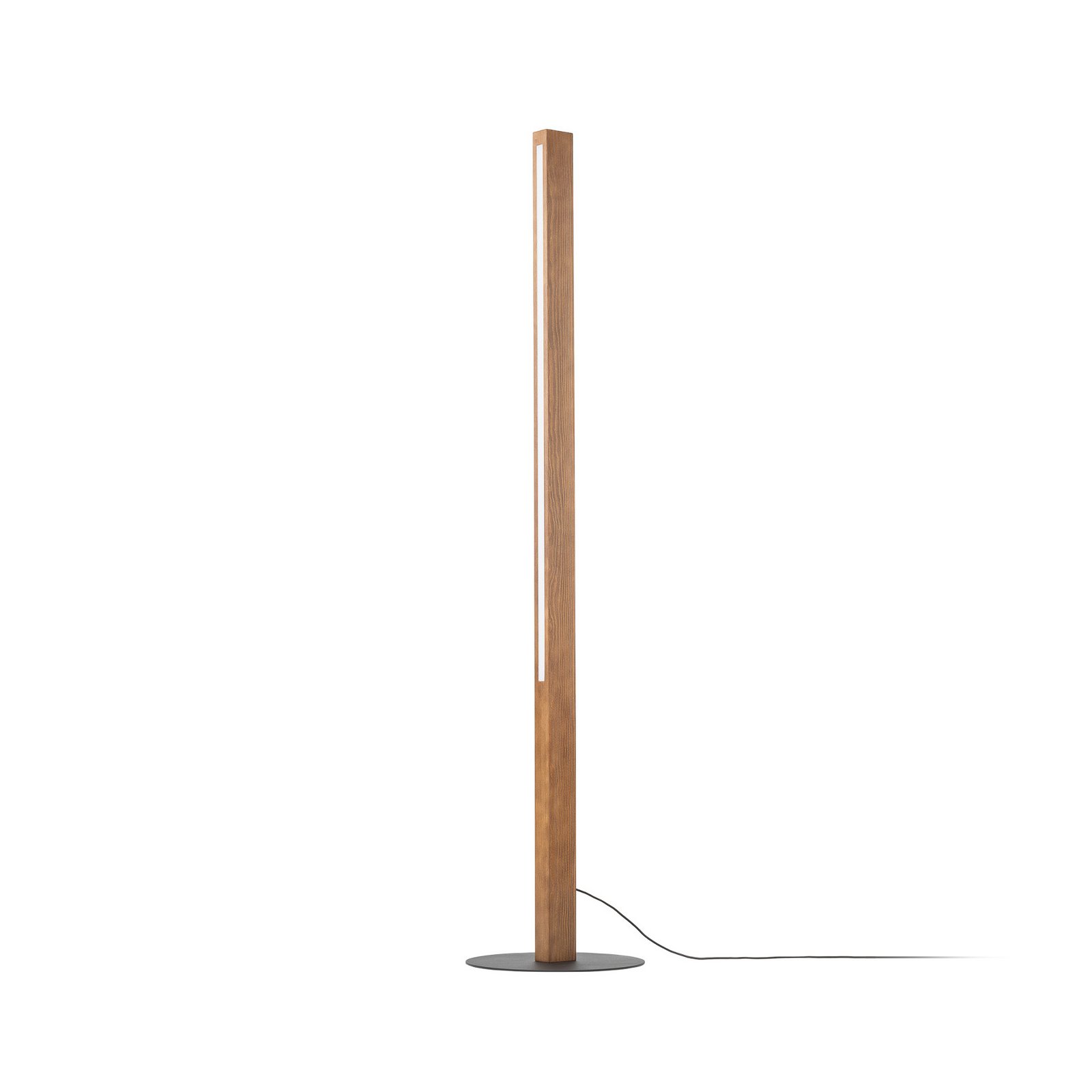 LED wooden floor lamp Teo, walnut, 120 cm, touch dimmer