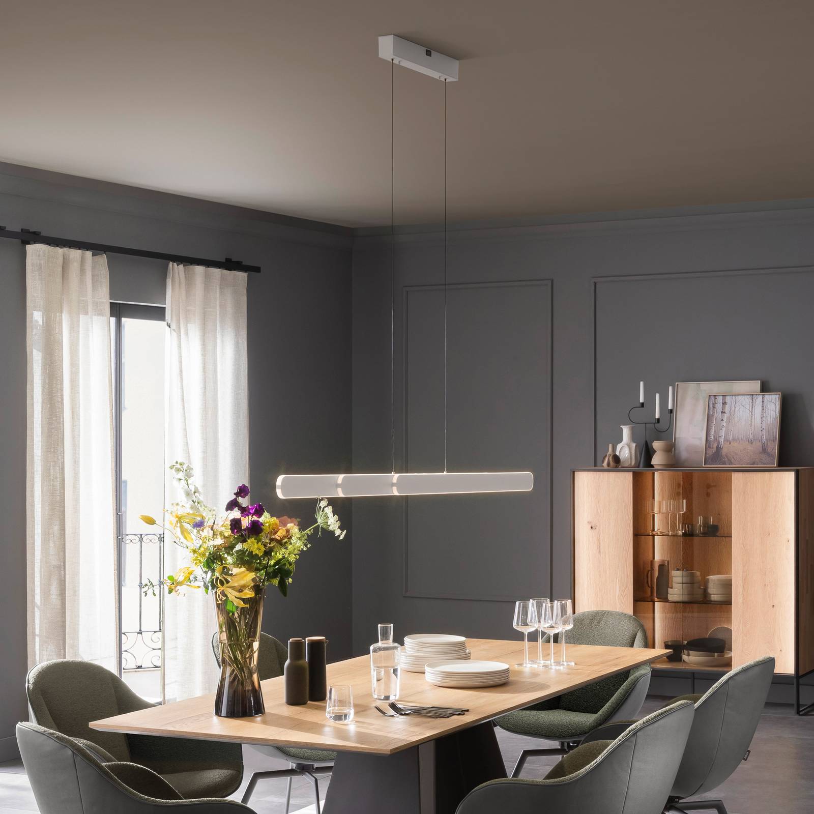  Schöner Wohnen Led-hängelampe Adriana Round, Weiß, Länge 160 Cm, Metall Cct 