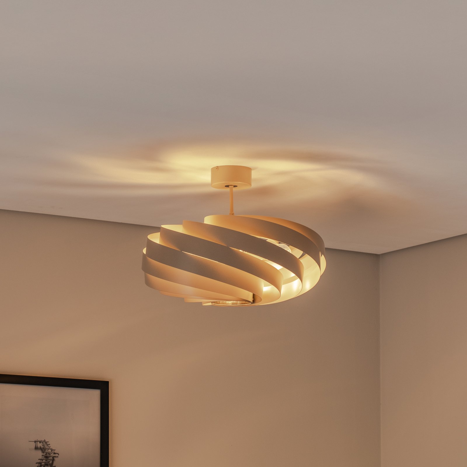 Euluna Deckenleuchte Vento, beige, Ø 60 cm