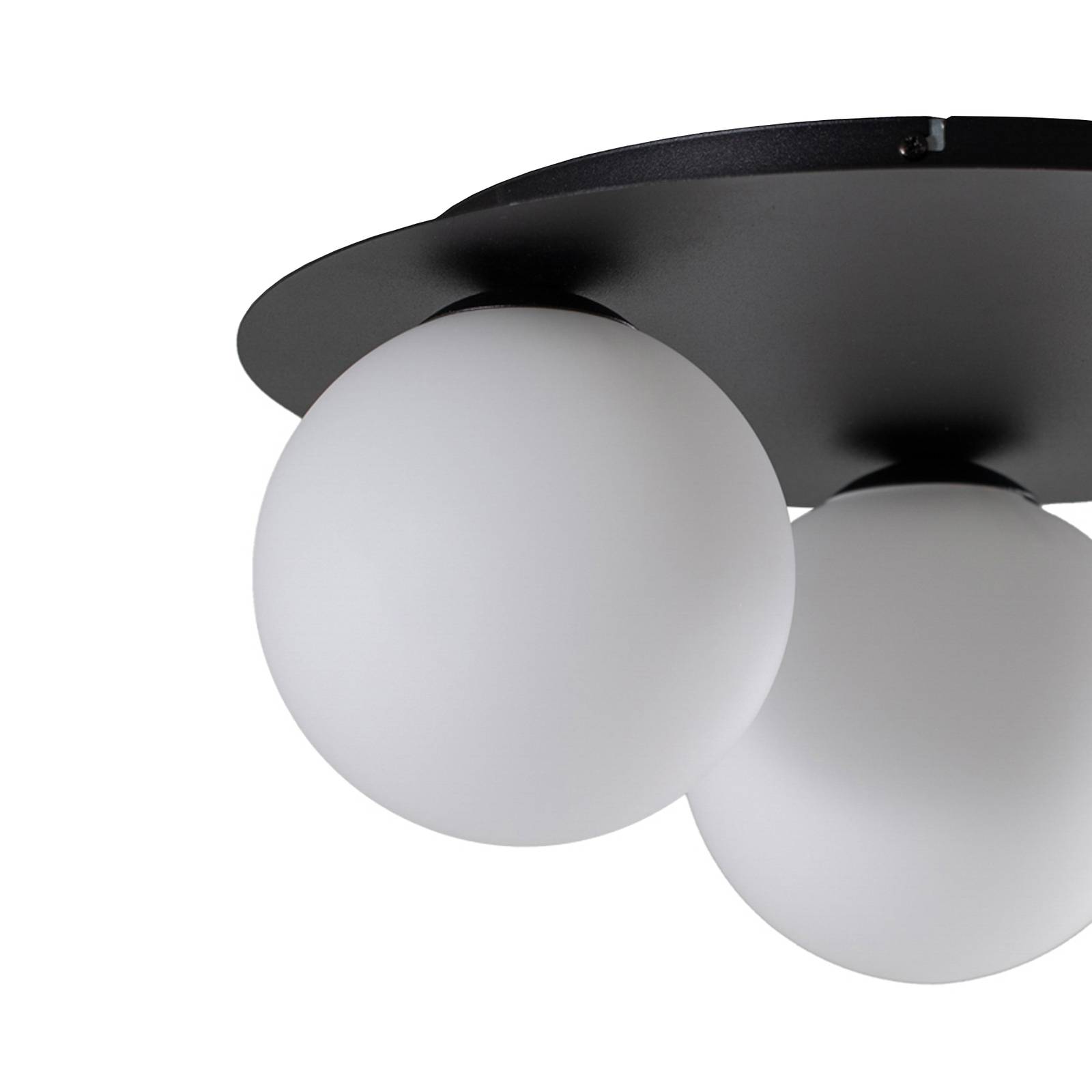 Lampa sufitowa Solar, czarna/opalowa, 3-punktowa