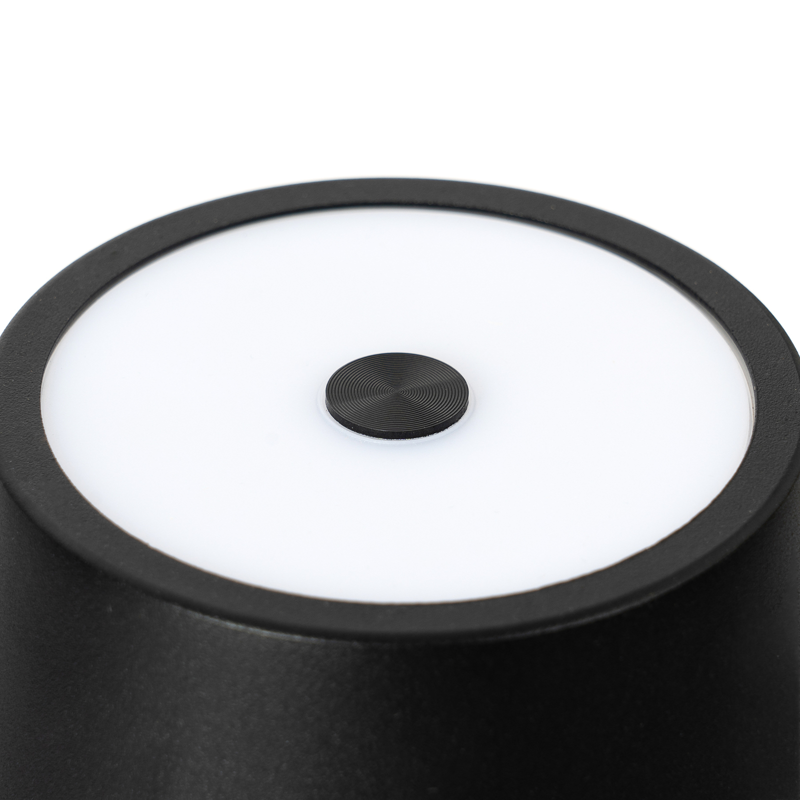 Lámpara de mesa Lindby LED recargable Janea, cubo, negra, metal