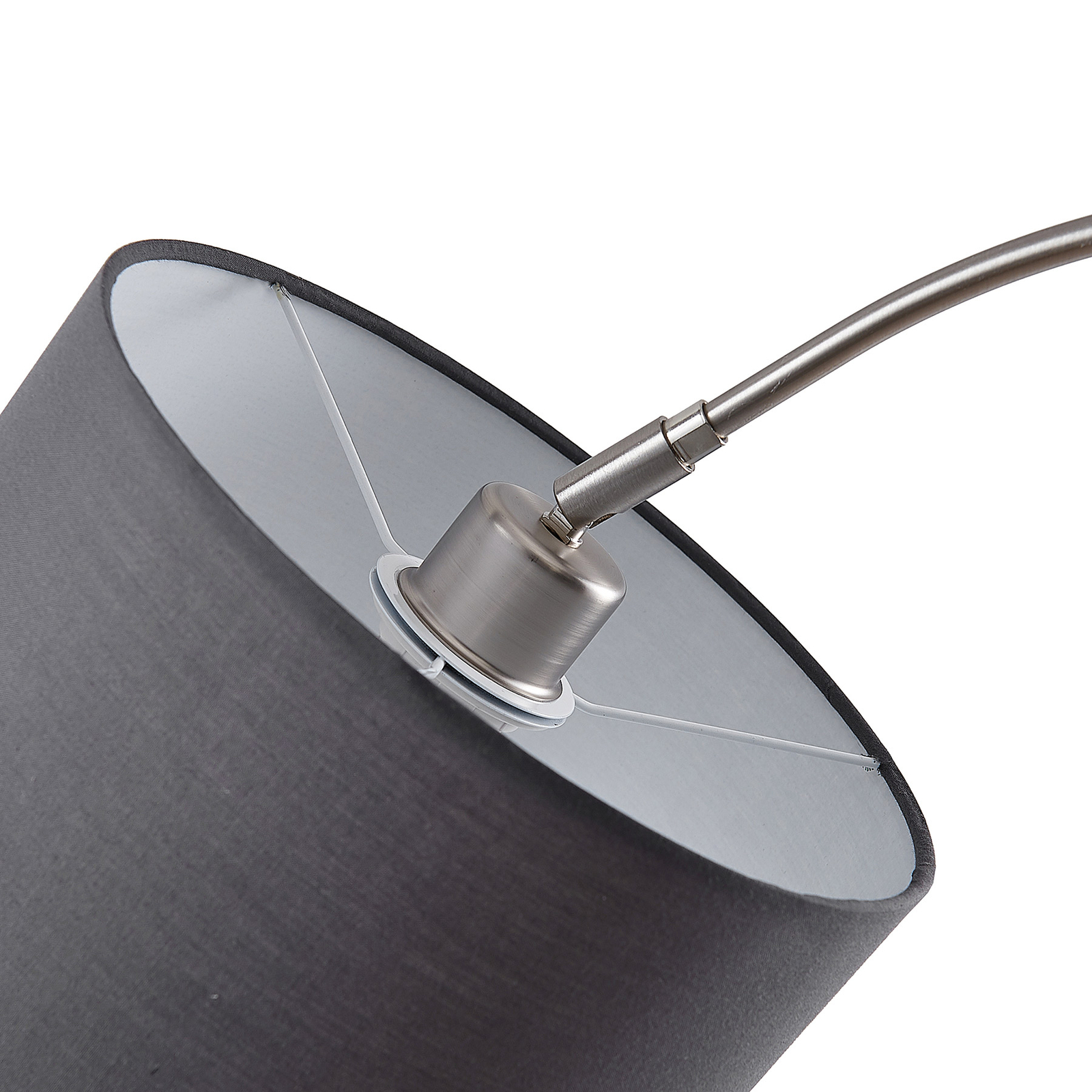 Lindby Keriba lámpara de pie, níquel/gris oscuro