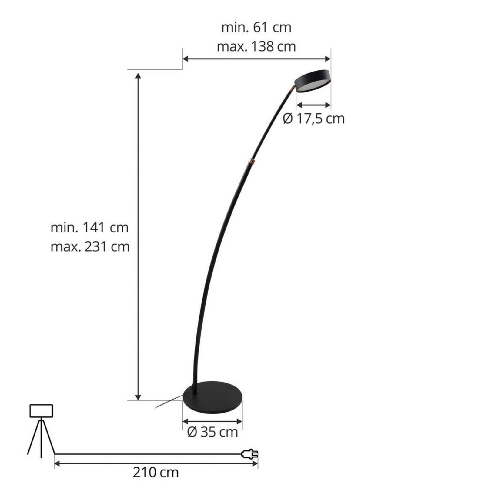 Boga LED Podna lampa Crna - Lucande