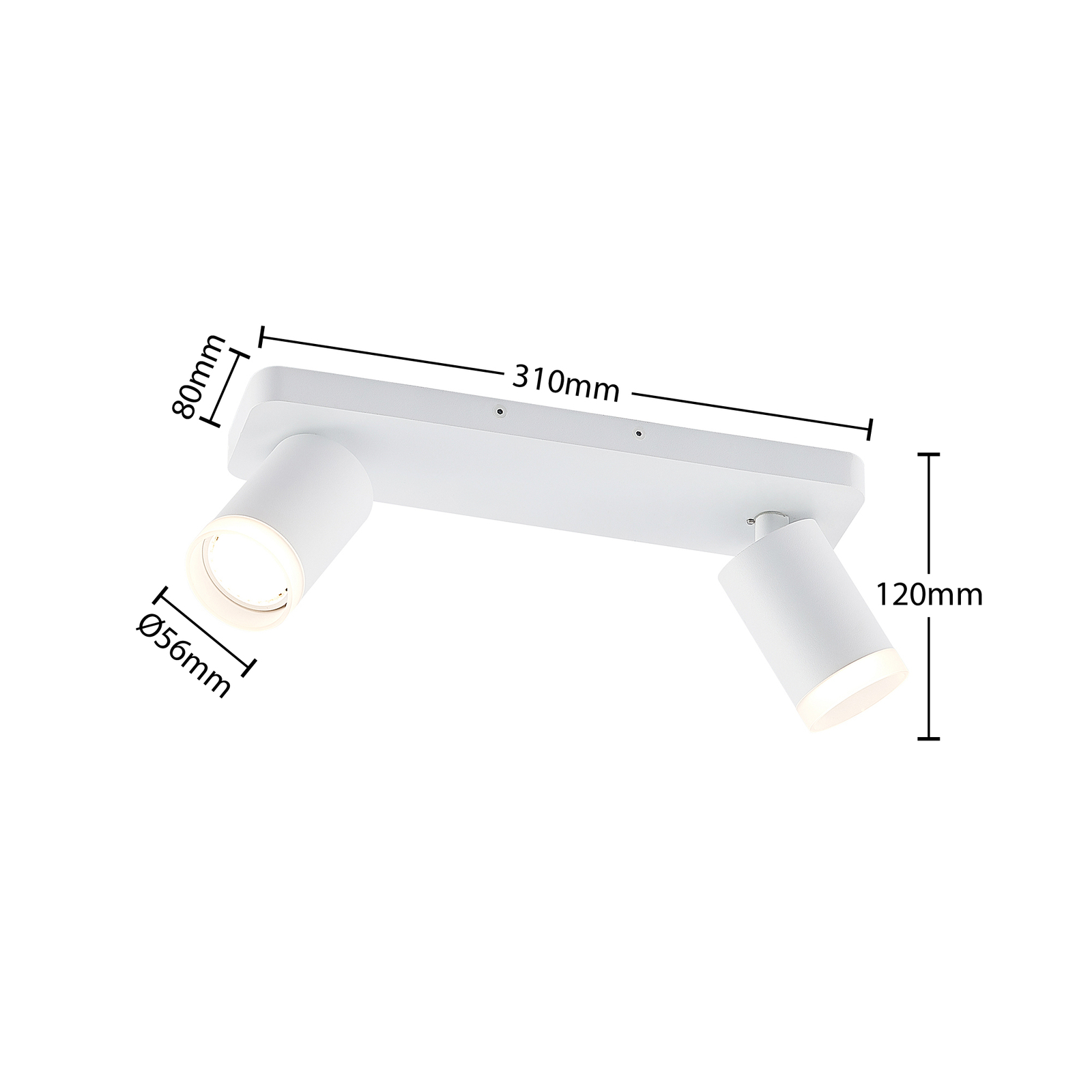 Arcchio Efilius plafondspot, wit, 2 lamps