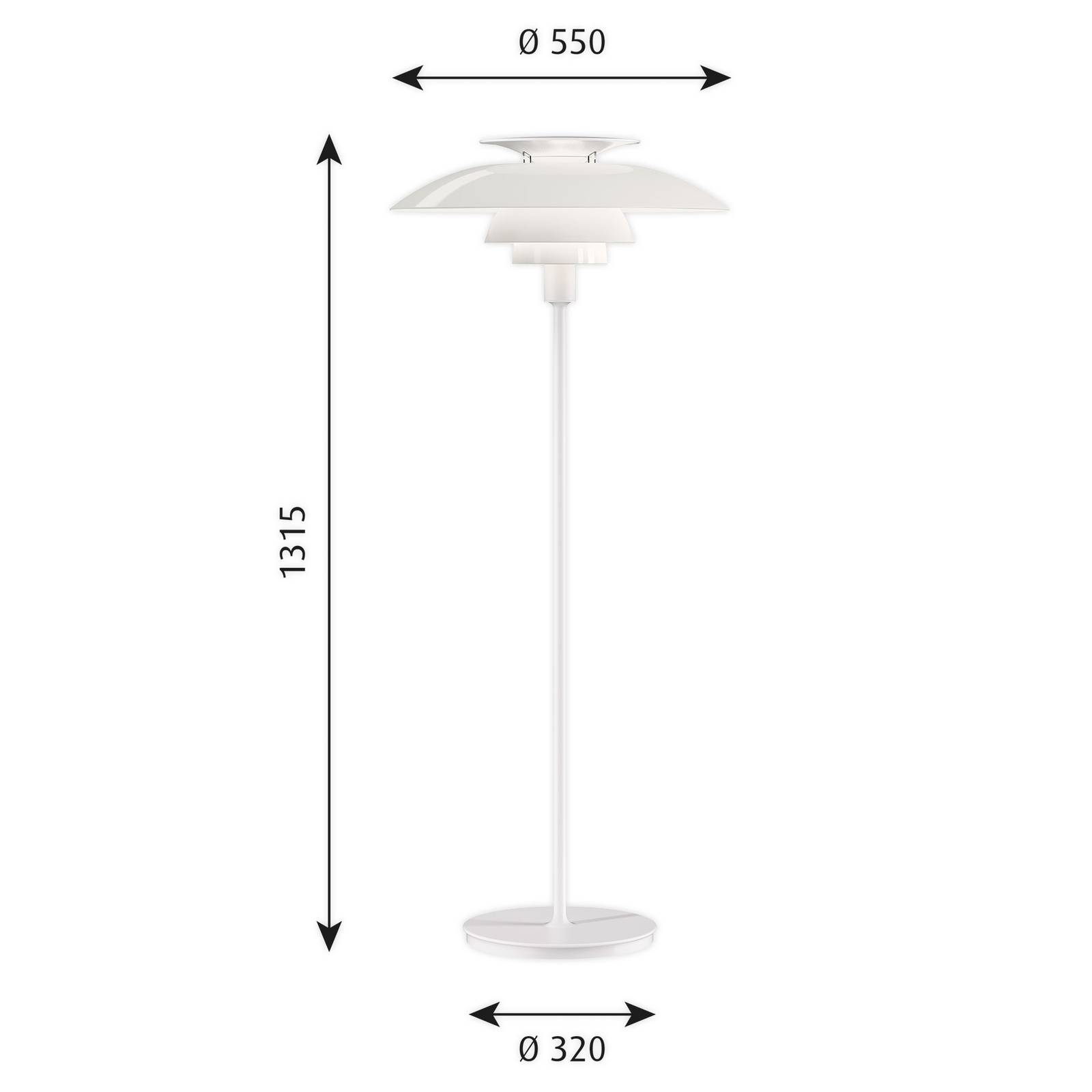 Louis Poulsen PH 80 lampa stojąca ściemniacz biała