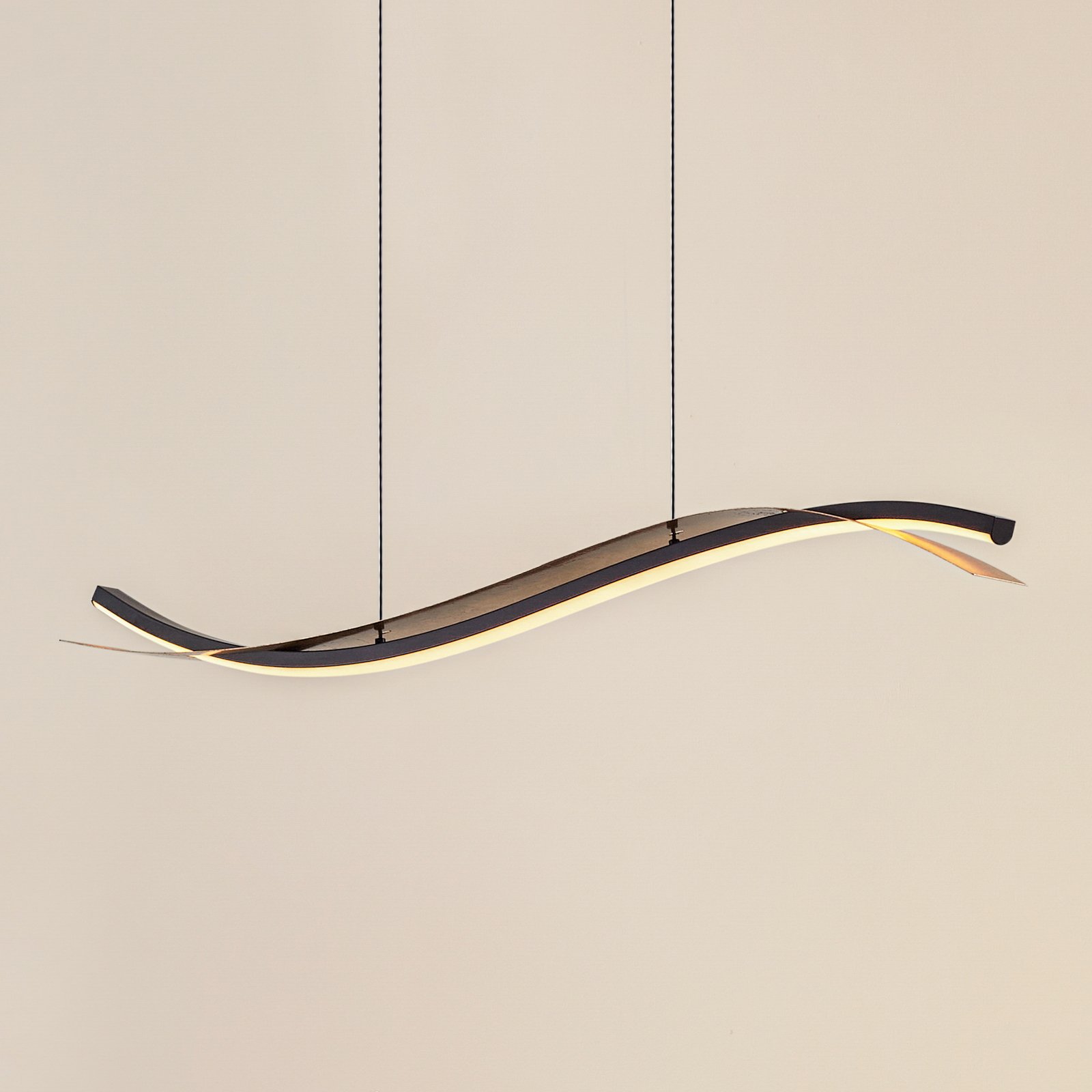 Alevia LED hanglamp, zwart/goud, CCT - Lucande Alevia LED hanglamp, zwart/goud, CCT - Lucande