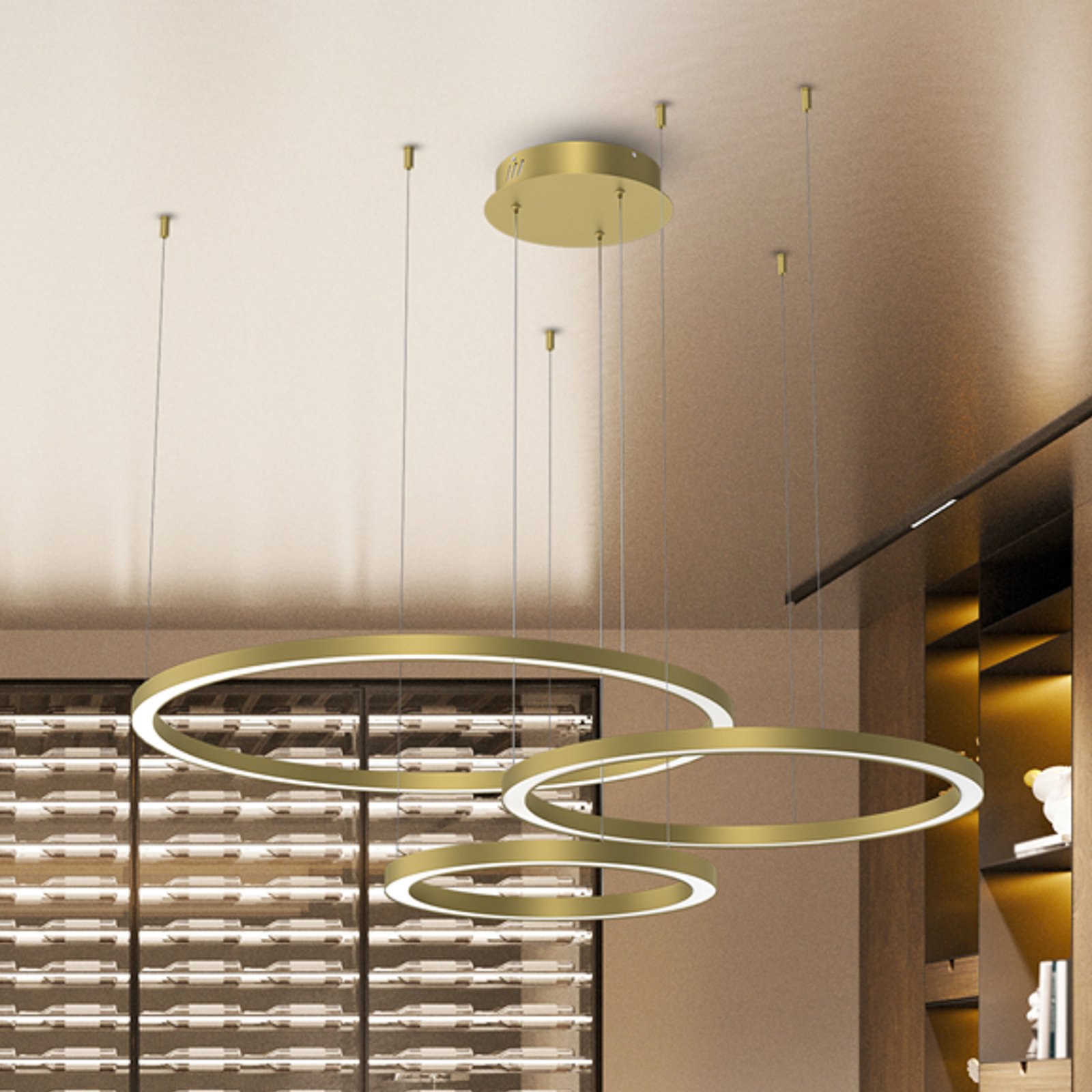 Galaxia LED-Hängelampe 85 W gold dreiflammig Kunststoff