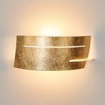 Wandlampe Keyron, goldfarben, Metall, Glas, 30 cm breit