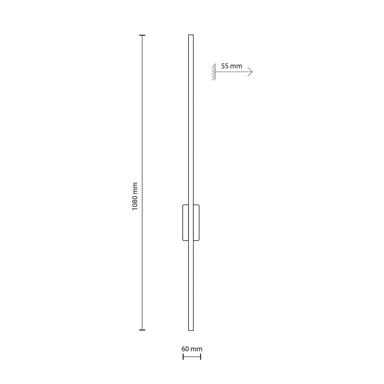 LED seinavalgusti Flash, must, kõrgus 108 cm, metallist 1-valgusti