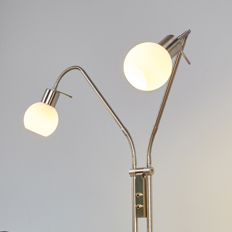 Lampadaire LED Elaina à 2 lampes, nickel mat