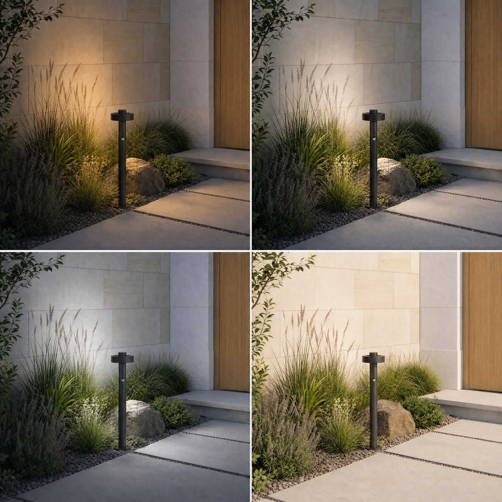 Bornes lumineuses LED Nirella, détecteur, 60 cm, noir, métal, IP65, CCT - Bornes lumineuses LED Nirella, détecteur, 60 cm, noir, métal, IP65, CCT -