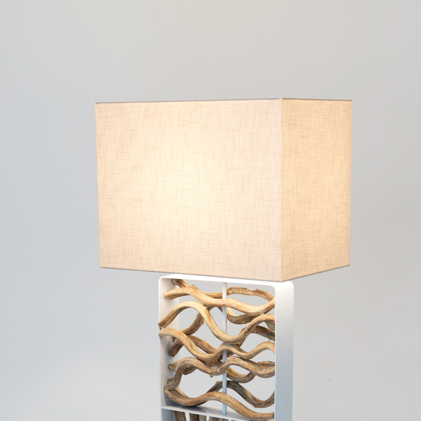 Lampe sur pied Tremiti, couleur bois/beige, hauteur 160 cm, bois