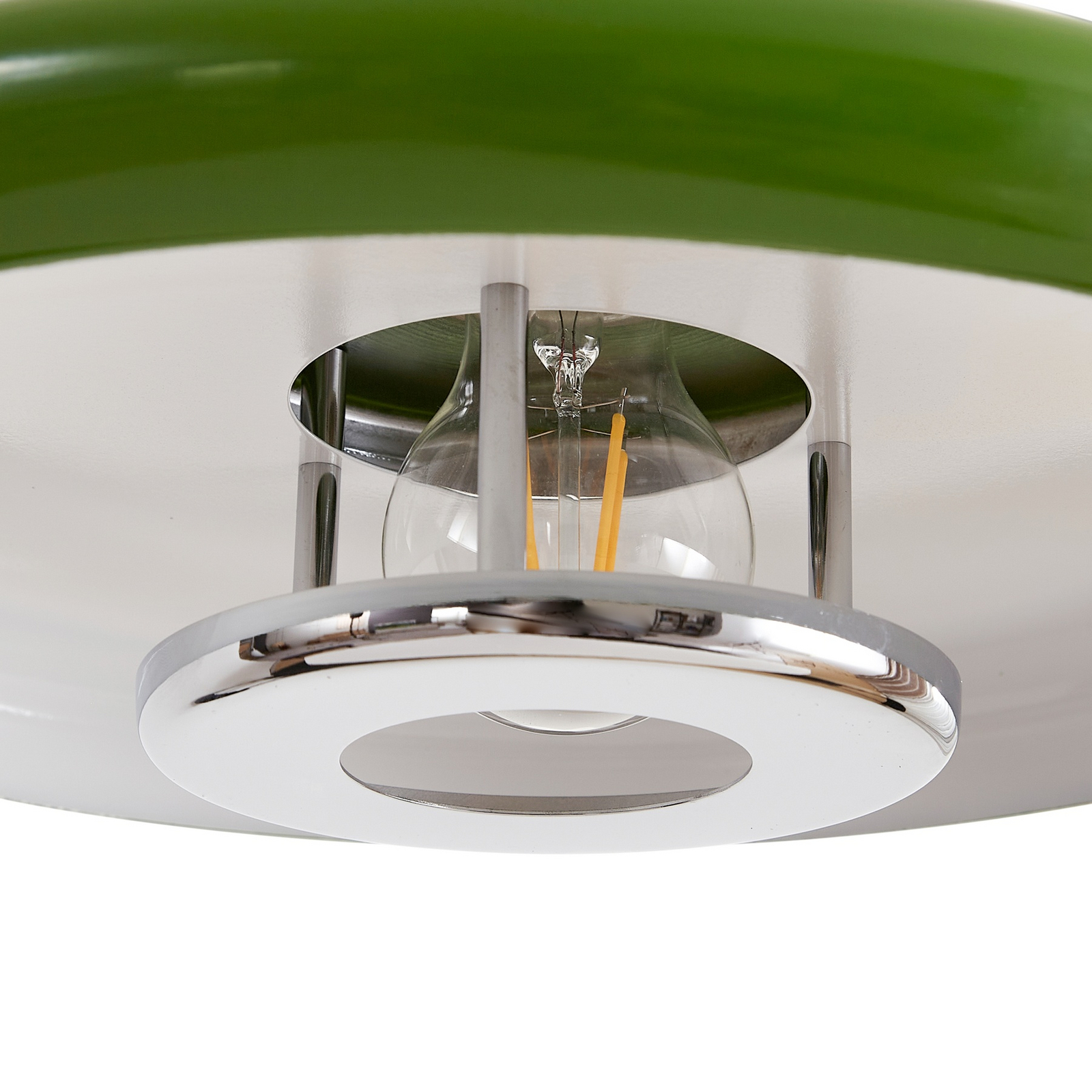 Żyrandol Branford, styl retro, Ø 35 cm, zielona, metal - Lindby