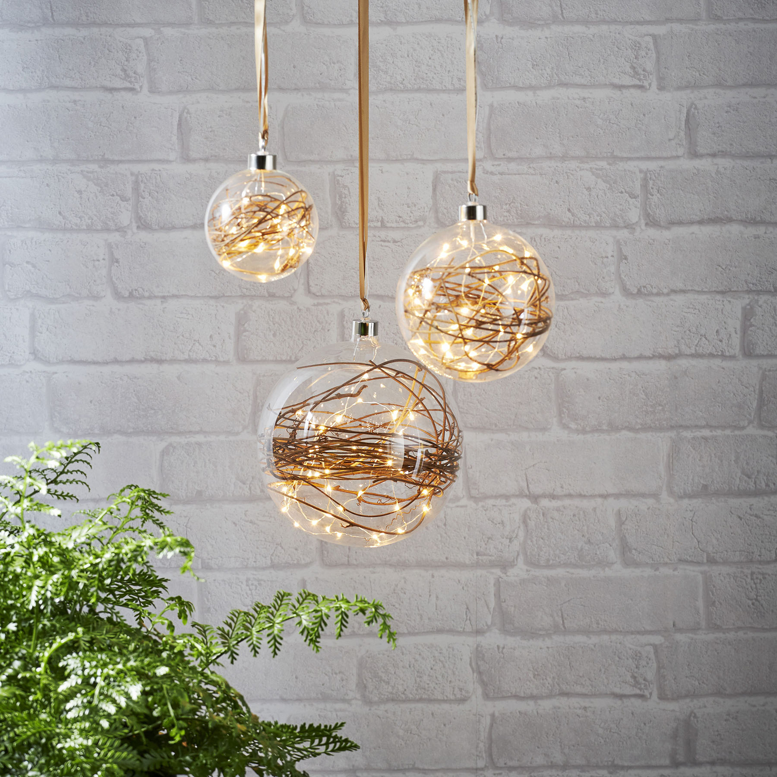 LED-Dekokugel Glow klar, Rattan