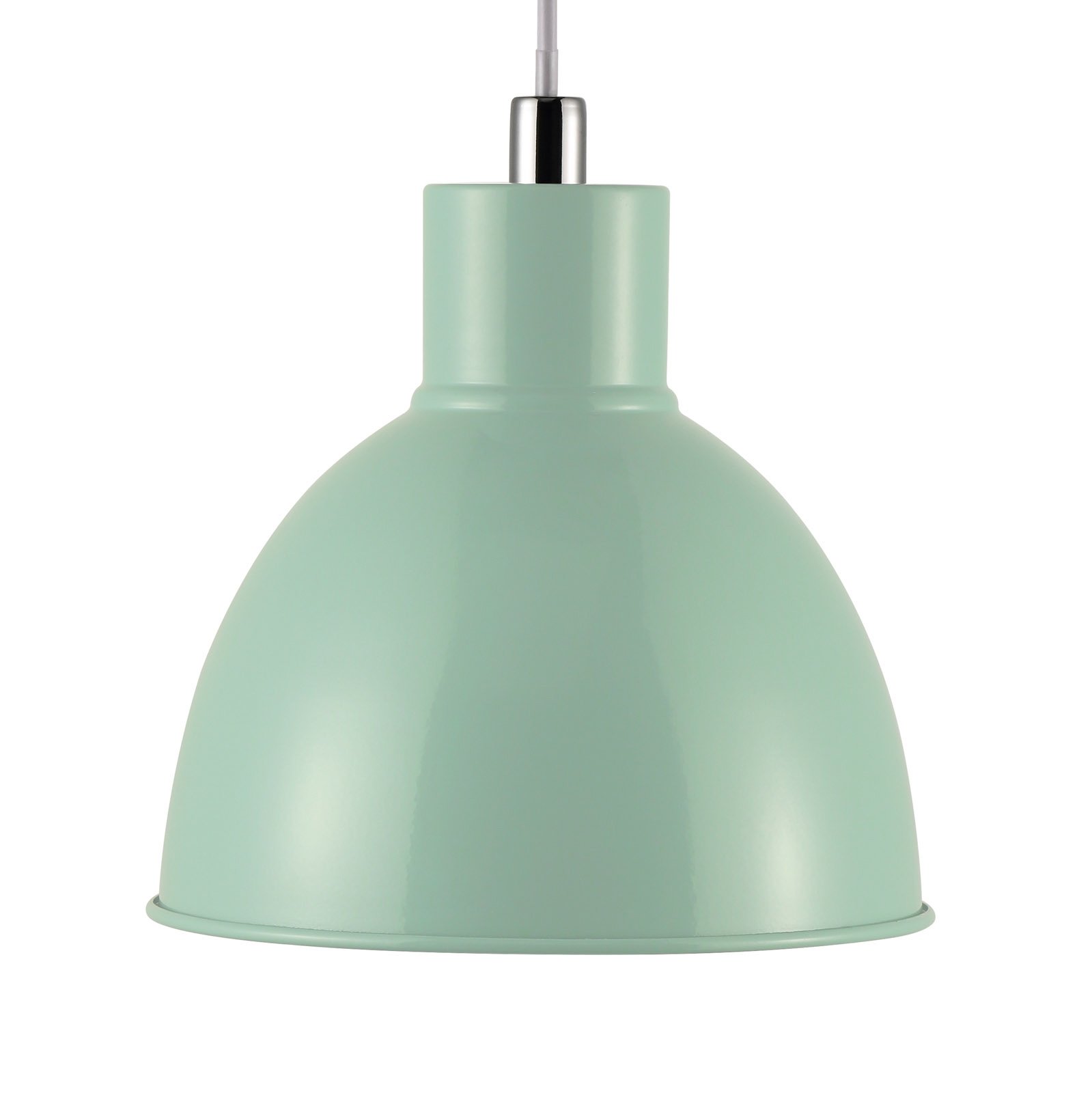 Pop hanging light with metal lampshade green