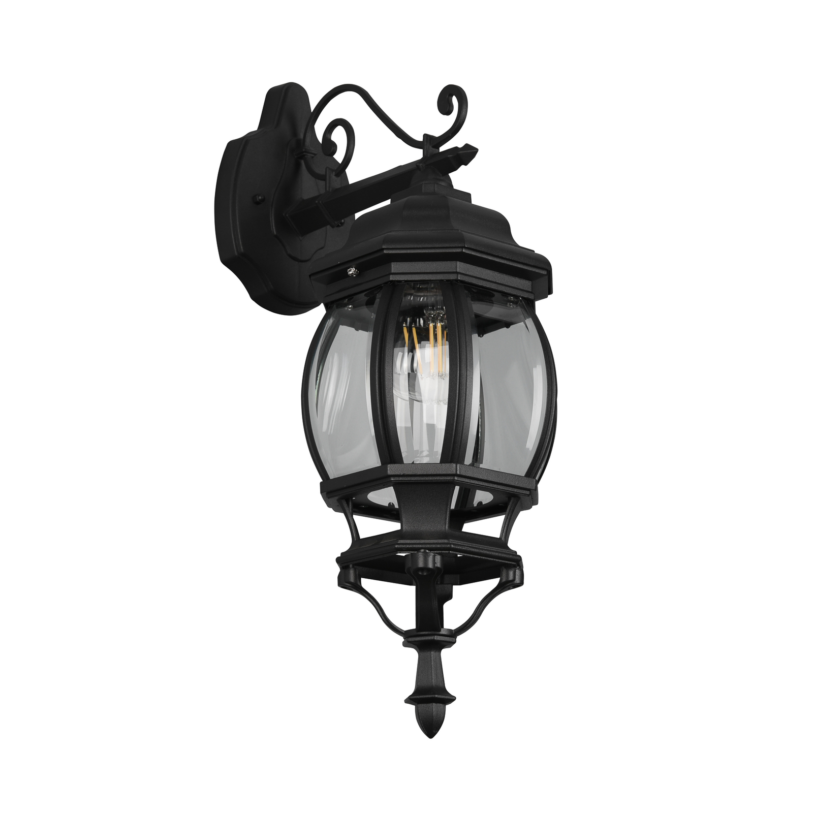 Vonkajšie nástenné svietidlo Elvo, spodná zásuvka, matná čierna