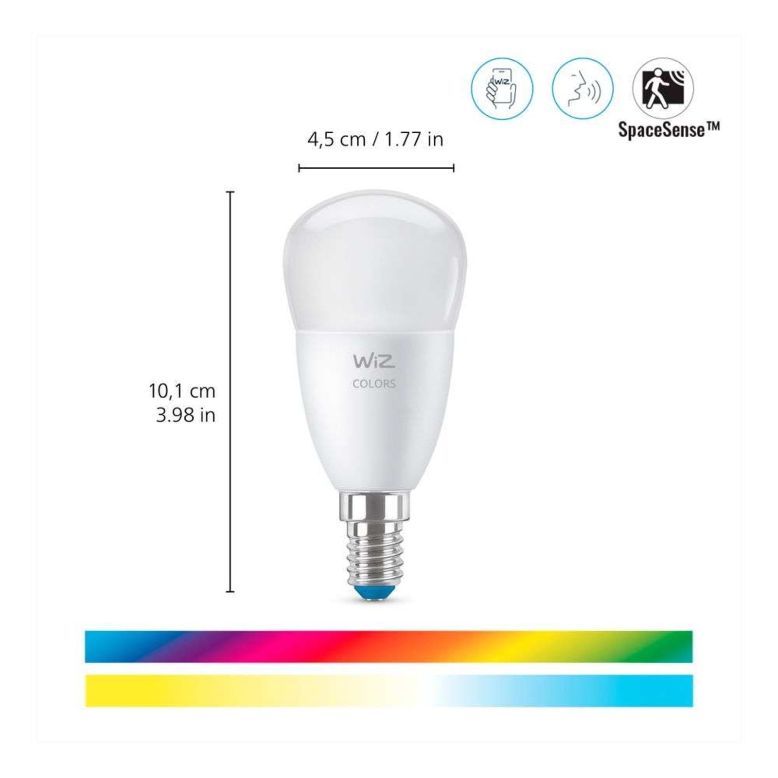 Lampadina Smart Color 4,9W 470lm 2200-6500K RGB Corona E14 - WiZ