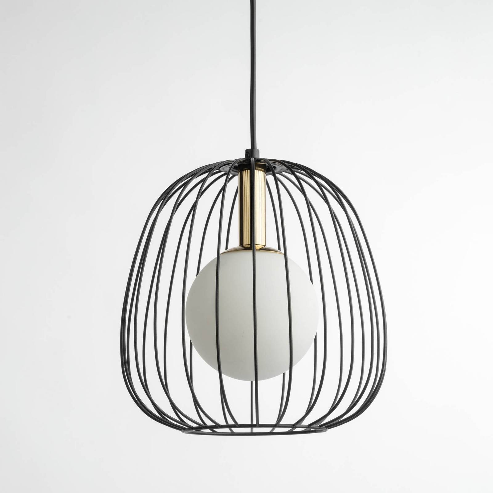 Żyrandol Bell S, Ø 24 cm, 1-punktowa, czarny/złoty/biały