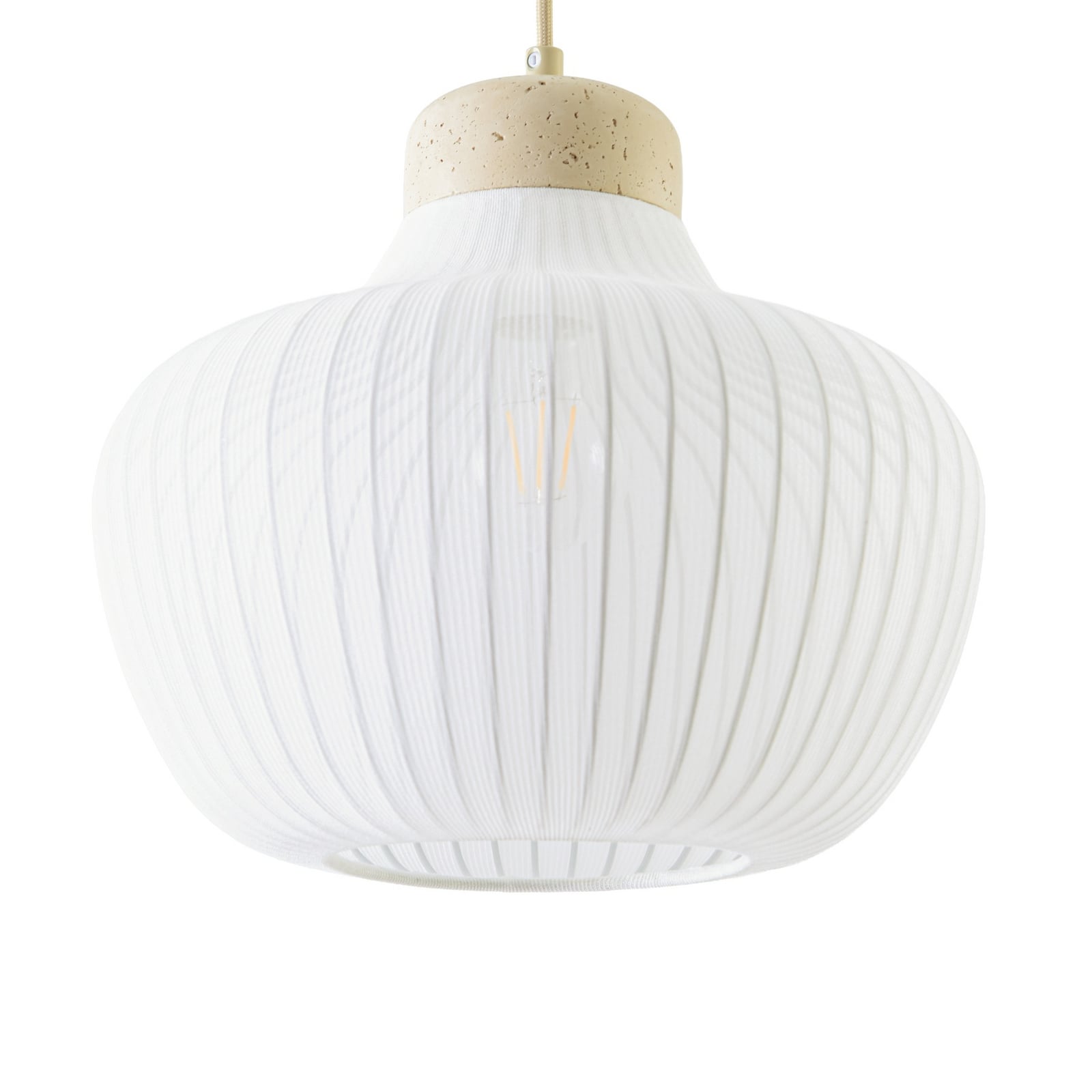 Závesné svietidlo Lucande Eloise, Ø 30 cm, biele, textil, E27