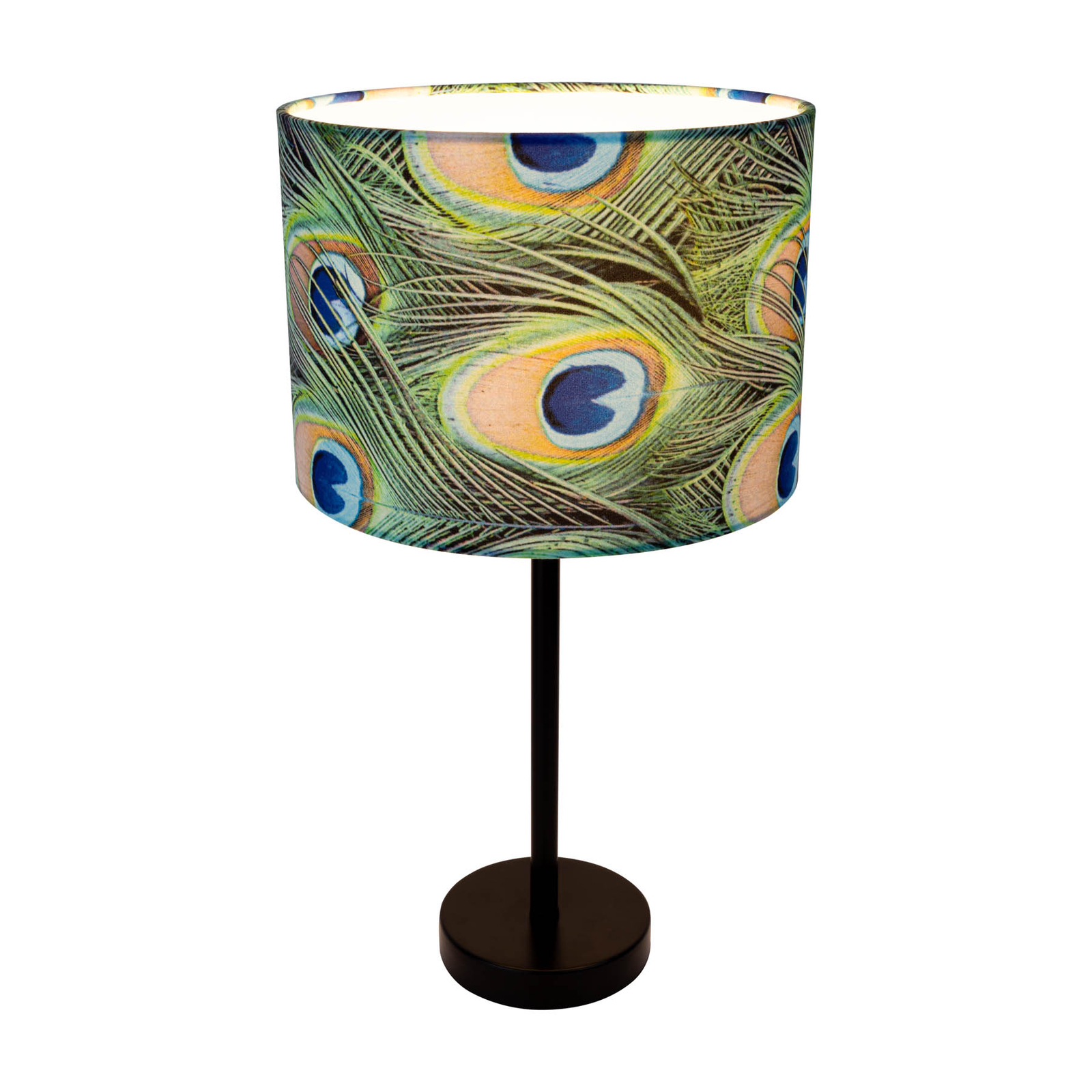 Lámpara de mesa Pavo Real, Ø 25 cm, verde