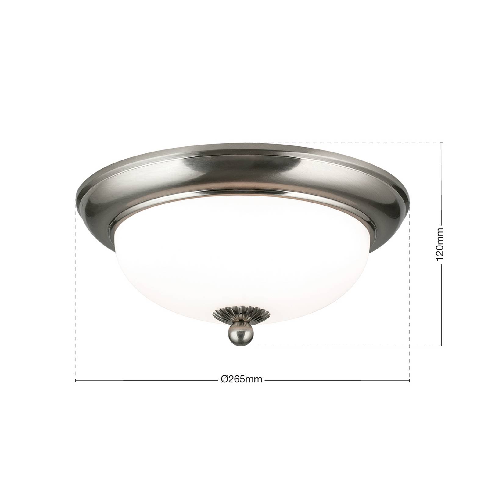 Lampa sufitowa Empire, Ø 26,5 cm, matowy nikiel, matowe opalowe szkło