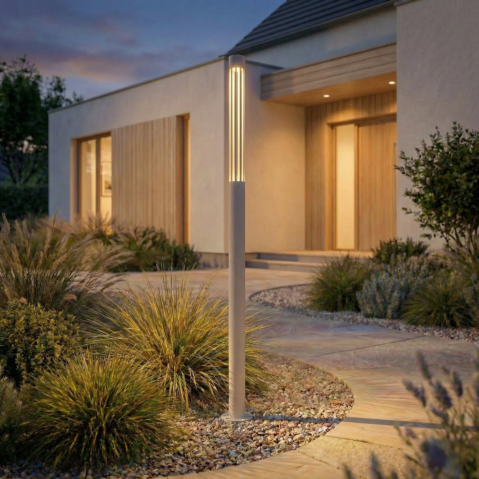 Lindby słupek oświetleniowy LED Fjorya, wysokość 90 cm, kolor kamienny, IP65 Lindby słupek oświetleniowy LED Fjorya, wysokość 90 cm, kolor kamienny, IP65