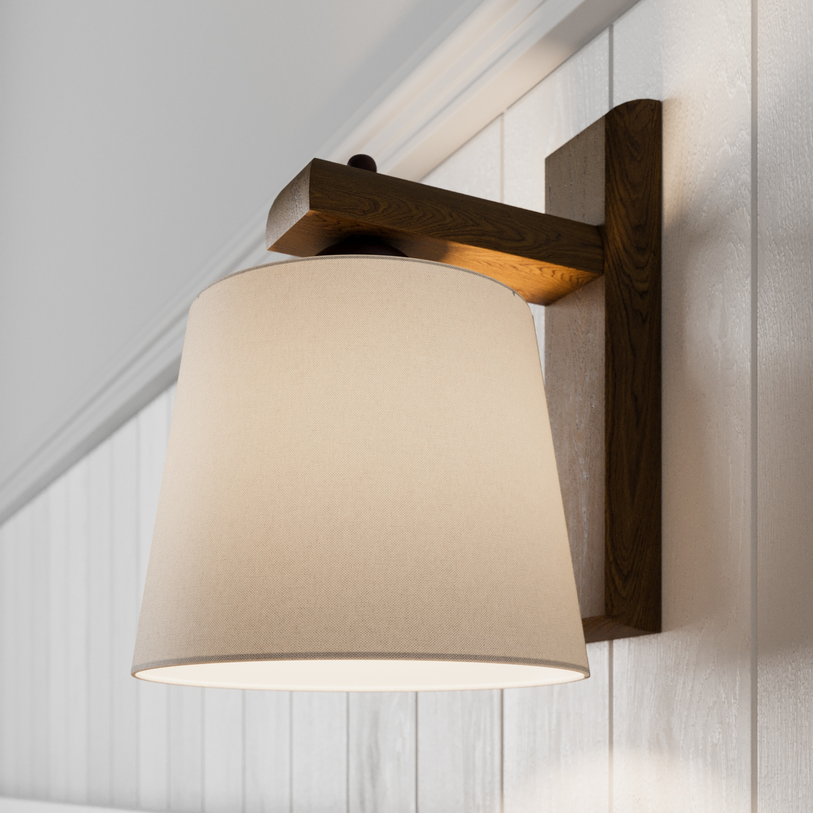 Lampa ścienna Sweden z drewnianą ramą, orzech dąb