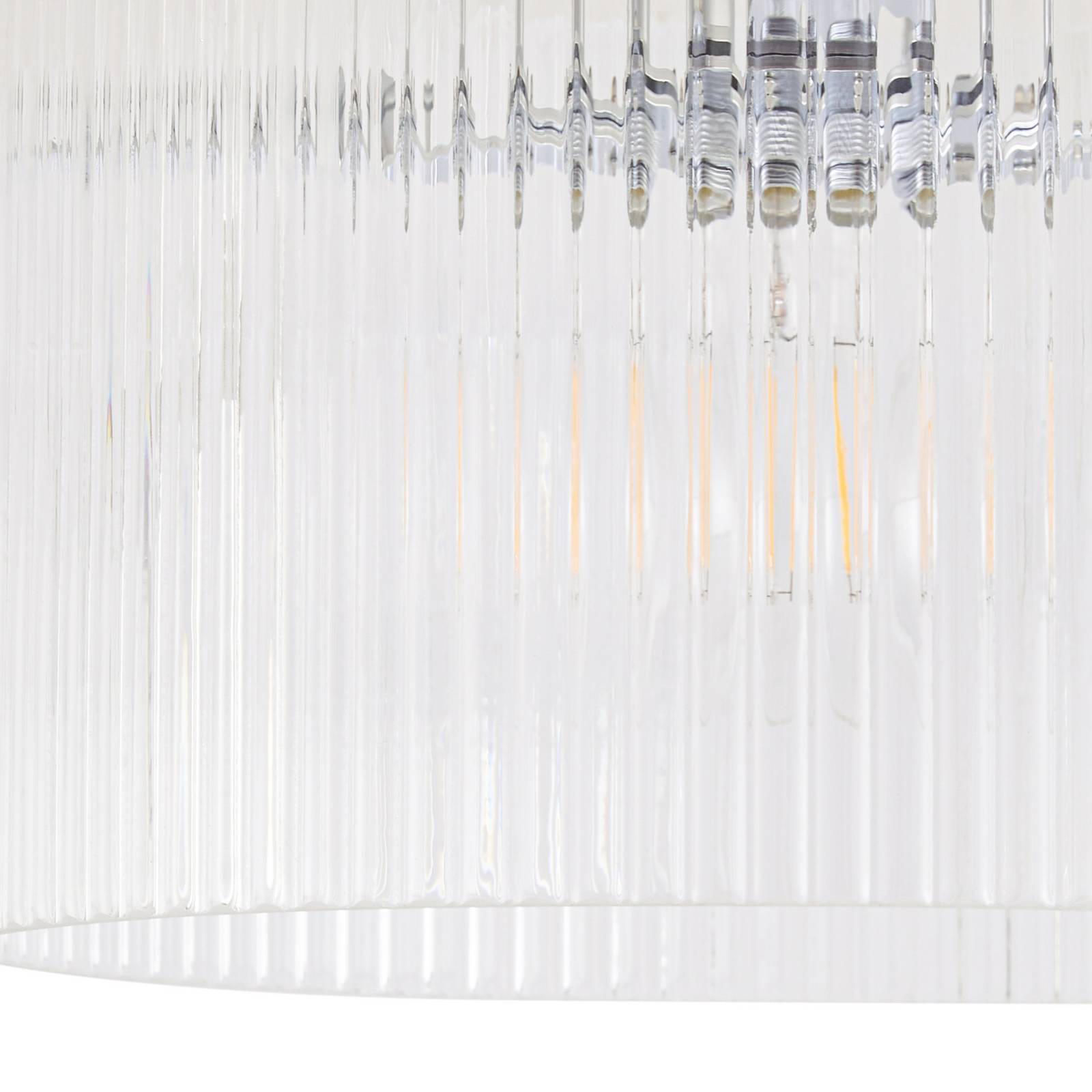 Lampa sufitowa Lucande Meritt, chrom/przezroczysta, Ø 25 cm, szkło