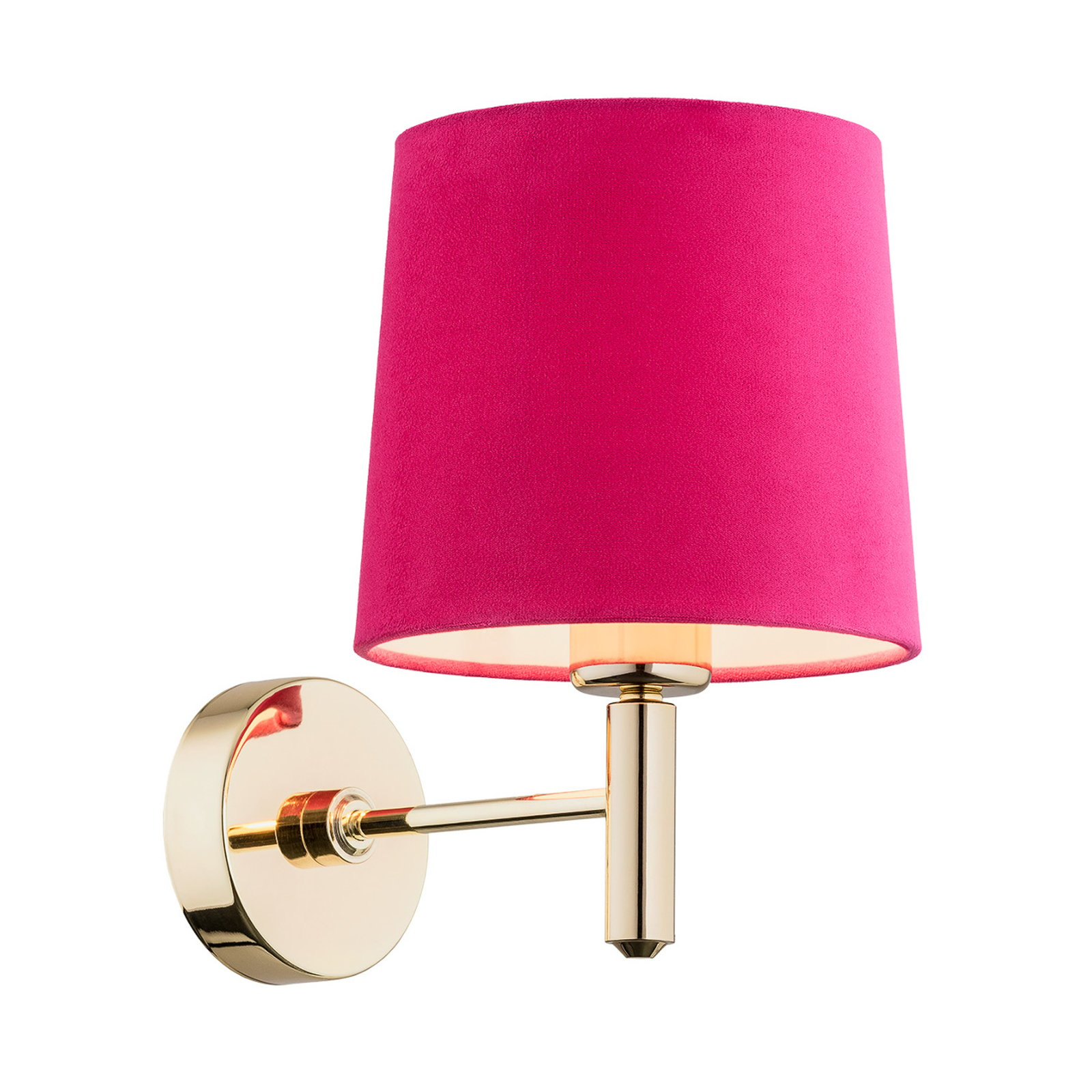 Vegglampe Polo, tekstilskjerm, messing/rosa