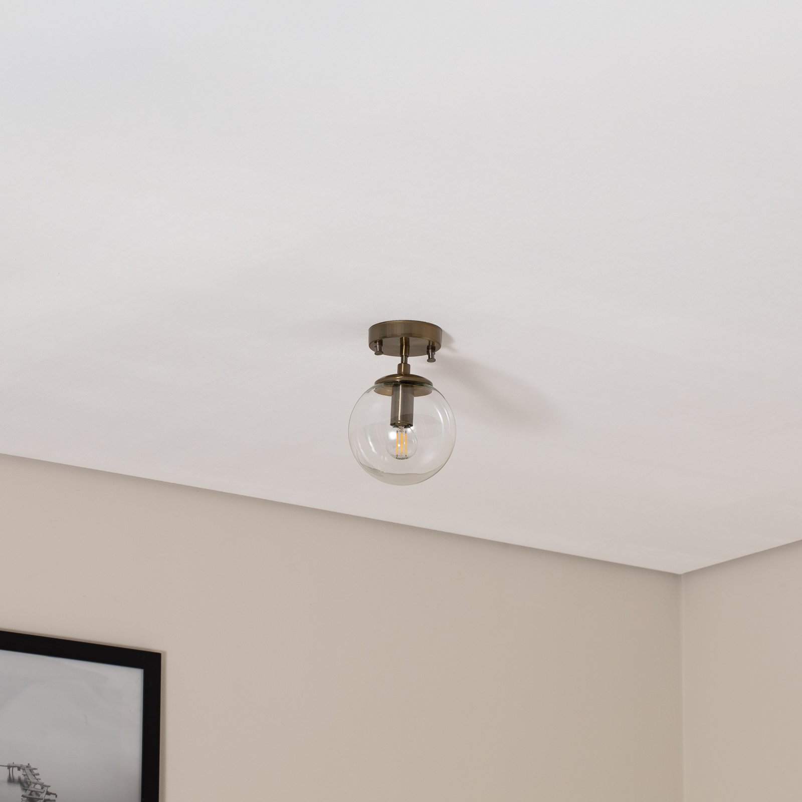 Atmaca 10215 ceiling lamp, antique gold, clear glass, Ø 15 cm