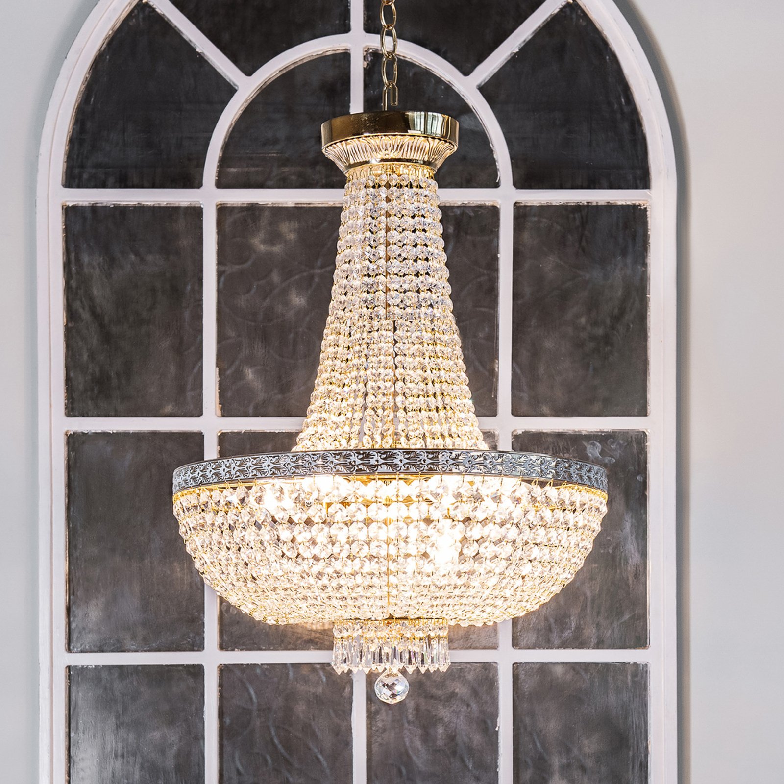 Maytoni Bella lustre, cor de ouro, cristal, Ø 50 cm