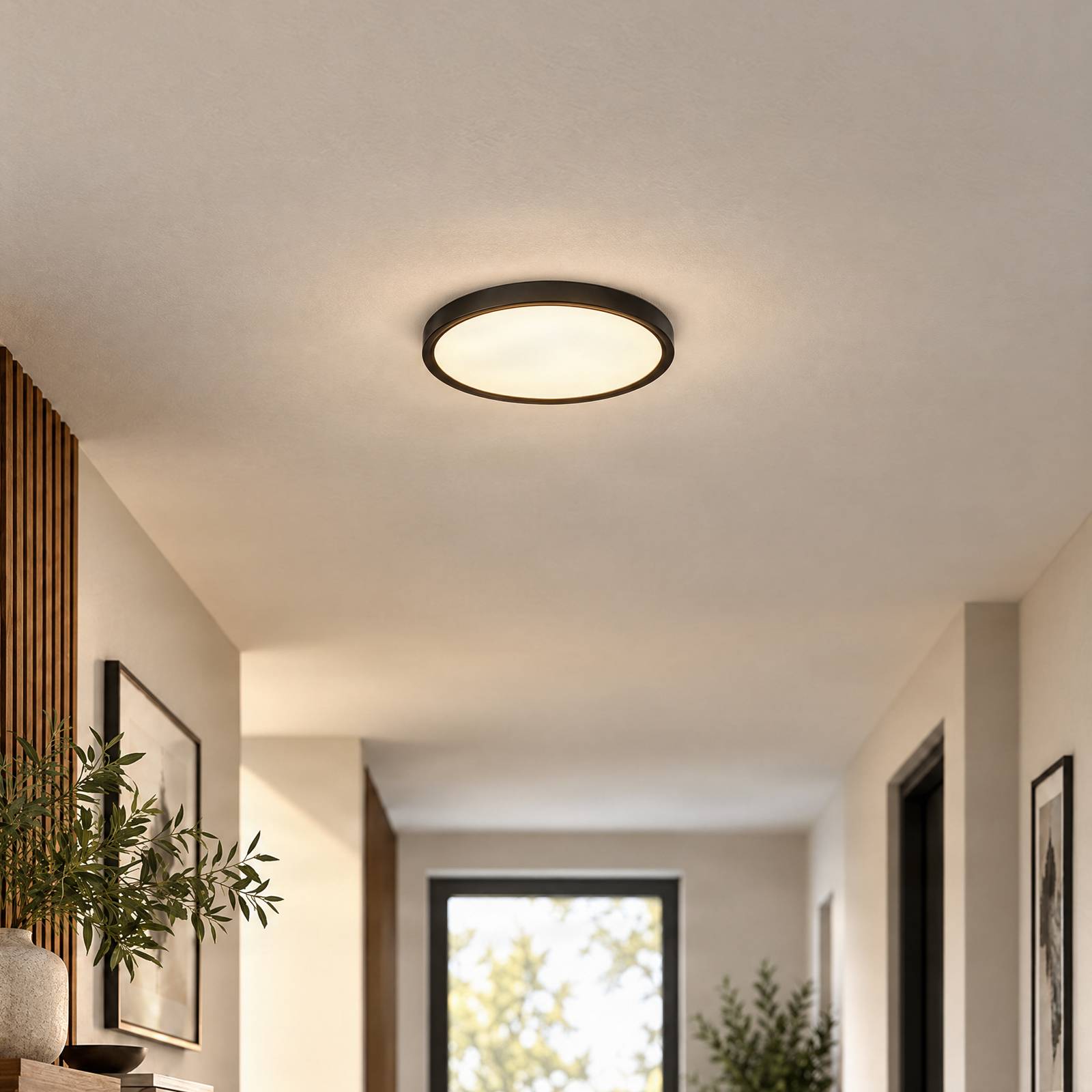 Lindby LED plafondlamp Pravin, Ø 40 cm, 3.000 K, zwart
