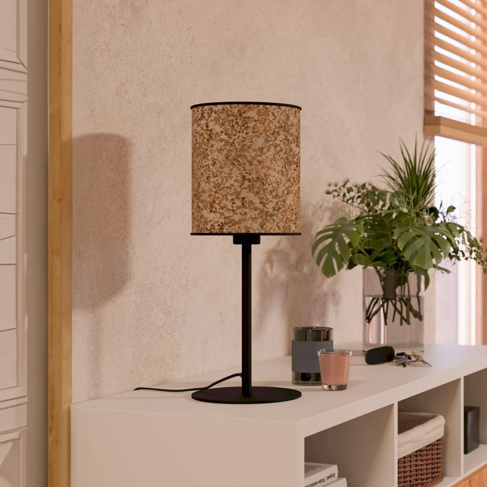 Butterburn table lamp, height 47.5 cm, beige/green, fabric