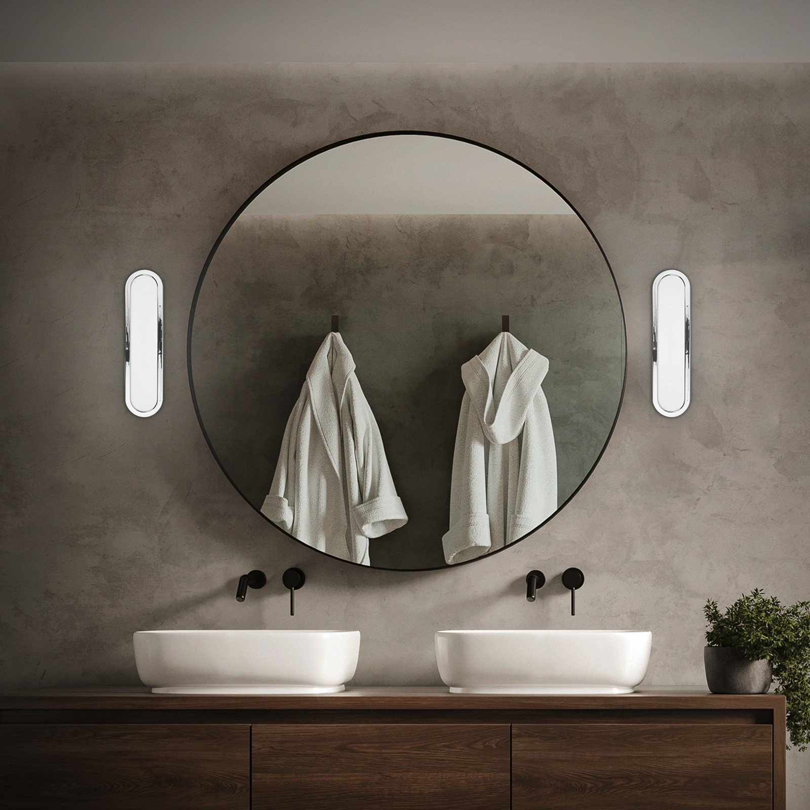 LED-vannitoa seinavalgusti Pil, kroomitud, laius 35 cm, plast