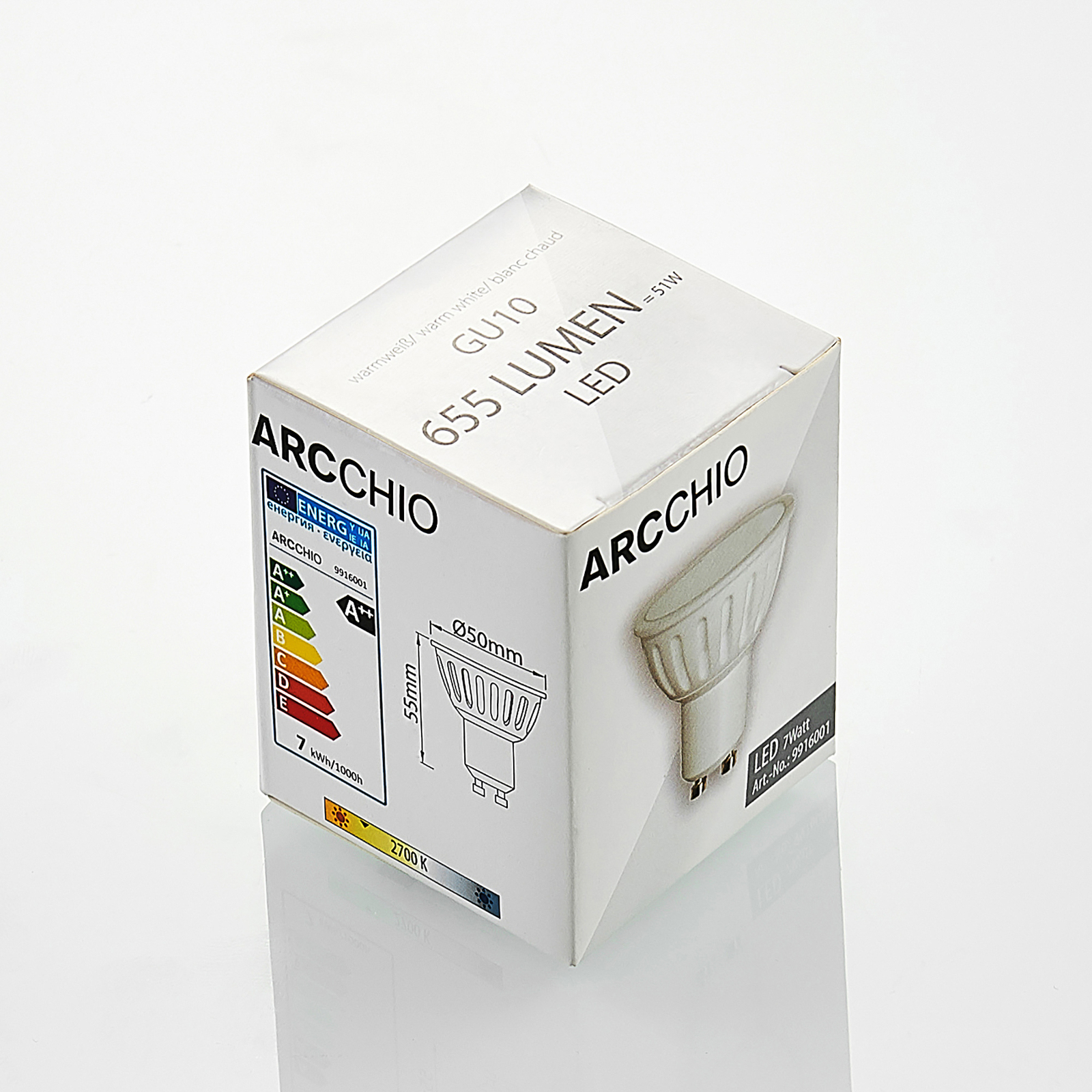 Arcchio-LED-heijastin GU10 100° 5 W 3 000 K 2 kpl
