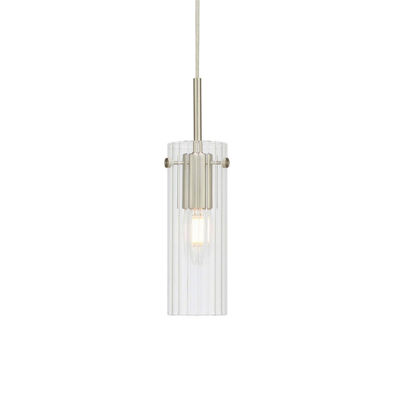 Hängeleuchte Tibia, Stecker, klar/nickelfarben, Ø 7 cm