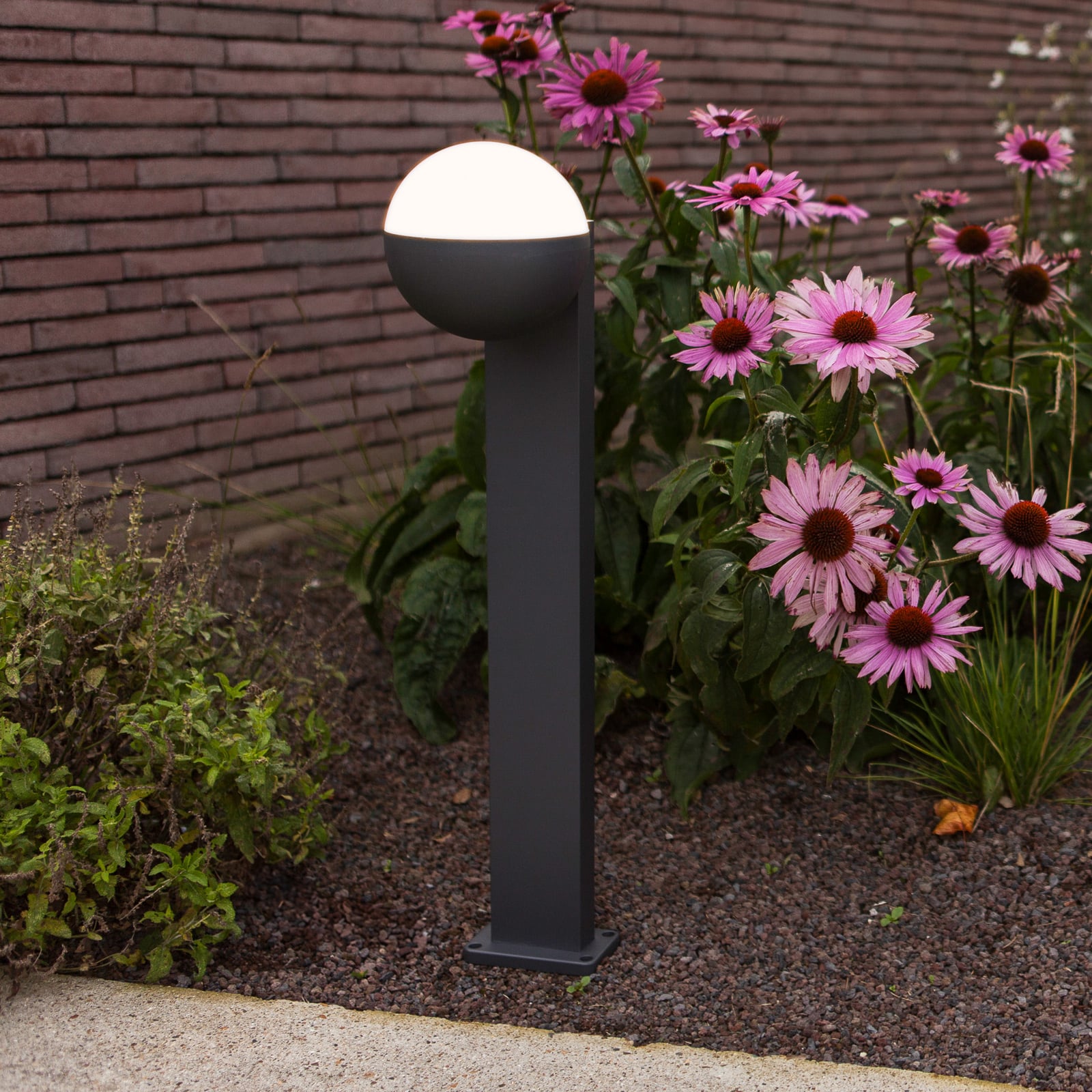 Wegeleuchte LOOMA, dunkelgrau, Höhe 70 cm, Metall, IP54, E27