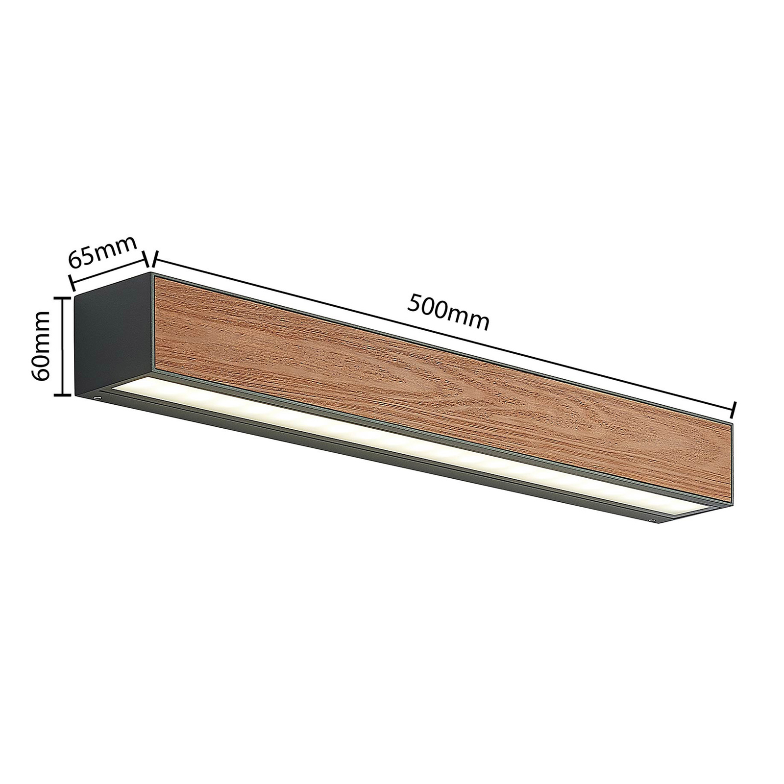 Arcchio LED-Außenwandlampe Lengo, CCT, 50 cm, 2-flg., Holz